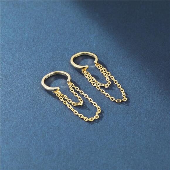 925 Sterling Silver Cuff Earrings Chain for Women Cartilage Wrap Earrings Helix - Picture 6 of 7